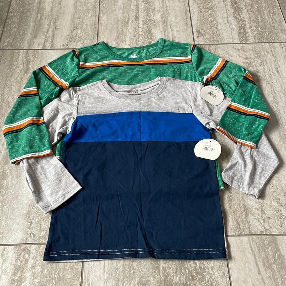 Bundled Buzz Cuts,size Large,stripe green &gray with blue tee shirt for boys